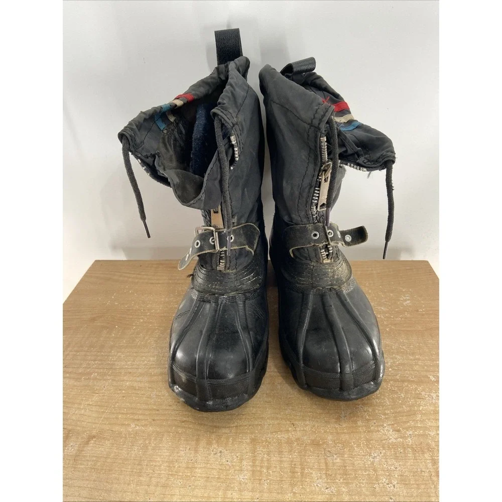 Vtg Arctic Comet Mens Black Navy Insulated Zip Down Snow Boots Size 9 Snowmobile
